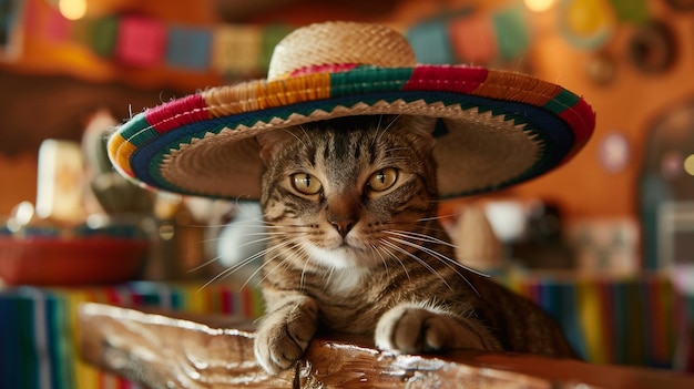 Sombrero-wearing cat language toggle